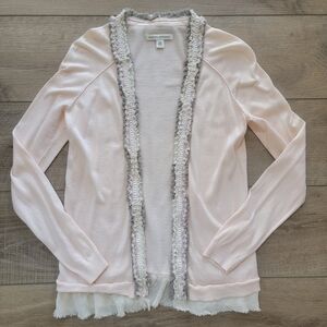 Banana Republic 100% Cotton Pink Ruffle Open Cardigan XS | Coastal Grandmother